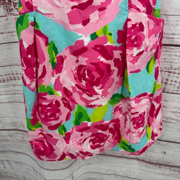 Lilly Pulitzer Dress Pink Floral Turquoise Cotton Blend Pockets Size‎ 0 - Picture 4 of 11